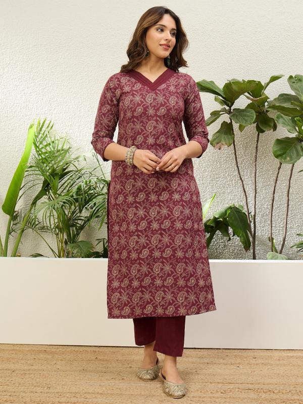 VP 9870 M Women’s Cotton Printed Straight Kurta Pent Dupatta Sets | 3pcs Ethnic Set